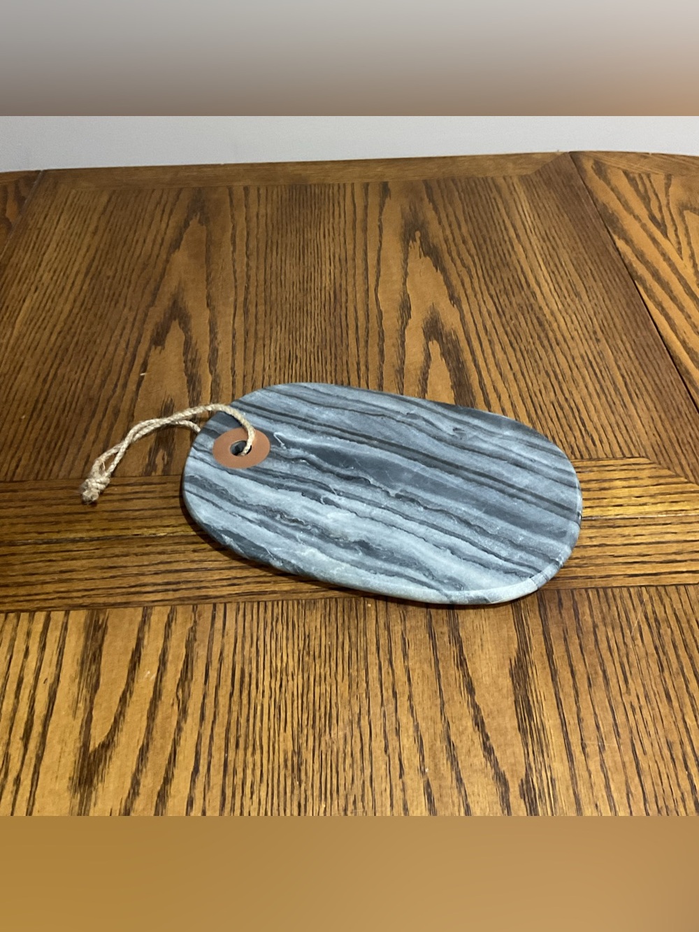 Project 62 Gray Marble Oval Cutting/Serving Board with Rope Loop